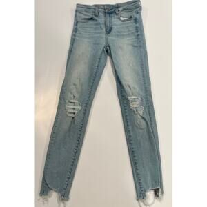 American Eagle High Rise Jeggings Size 2 Blue Medium Wash Stretch Denim